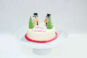 Christmas Snowman Ribbon Cake