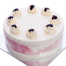 Load image into Gallery viewer, 3 tier Blue Berry ribbon cake with butter cream icing