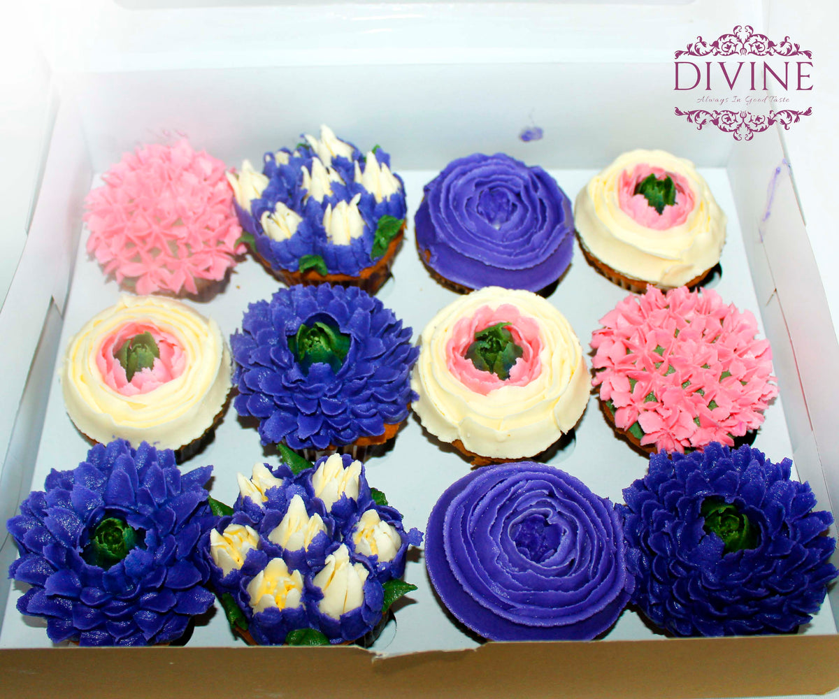 Design ribbon cup cakes (12 pc box) Divine