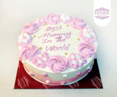 Mother's Day Pink Flower Design Cake