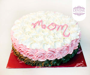 Mother's Day Floral Rose Ribbon Cake