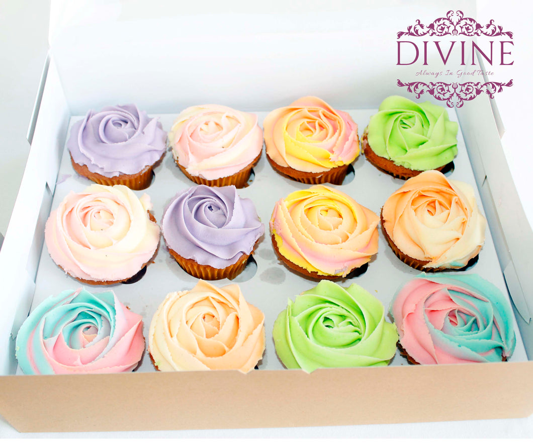 Assorted vanilla cup cakes (box of 12)